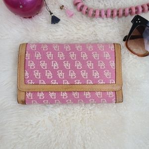 Dooney & Bourke Pink Logo Leather Trimmed Wallet
